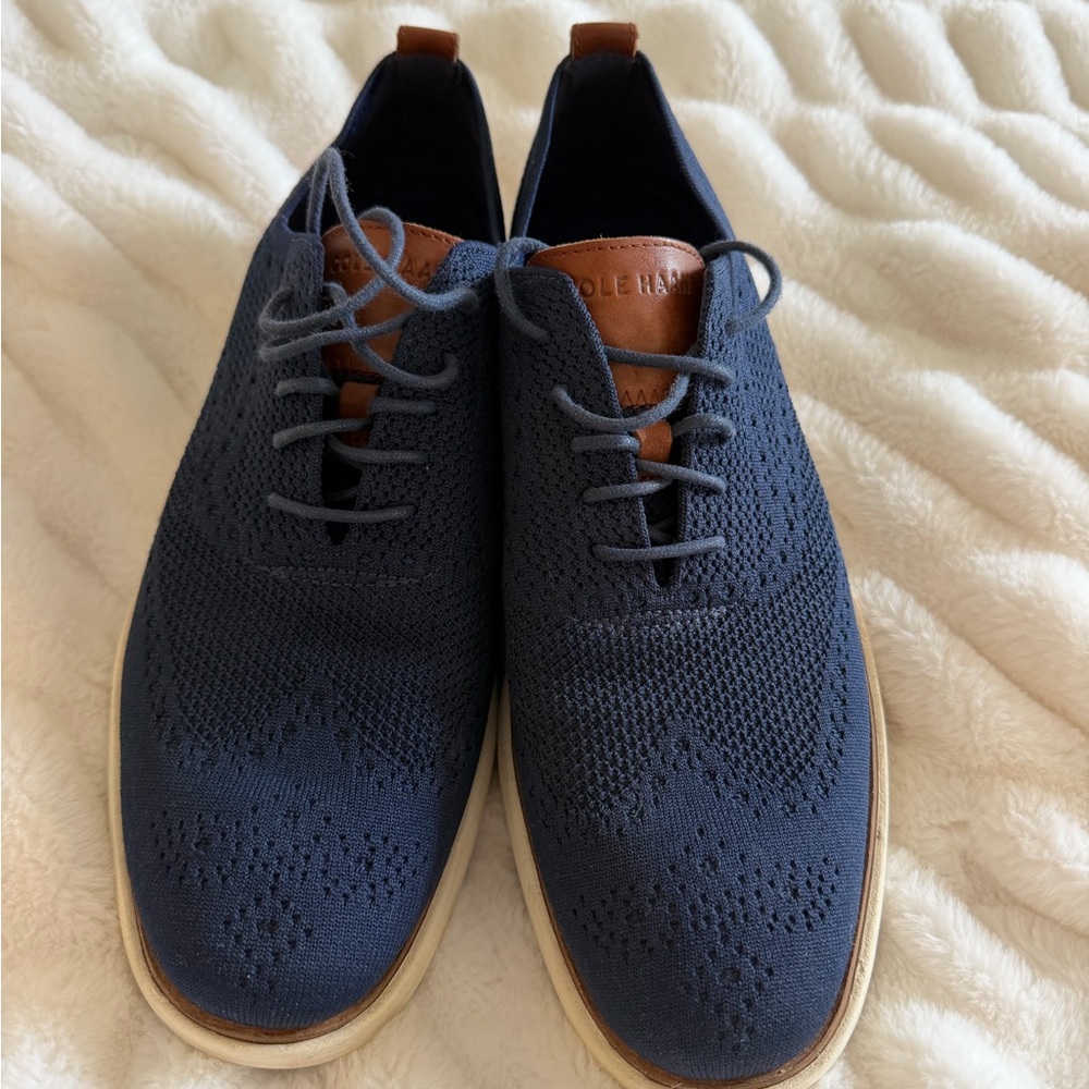 Cole Haan Men's Dark Blue Knit Oxfords